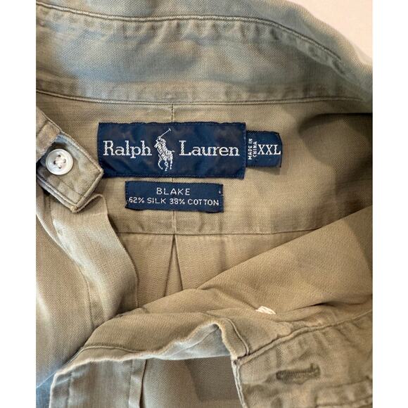 Polo Ralph Lauren XXL Dress Shirt Silk Cotton Blend Olive Green Classic Fit - Picture 2 of 8